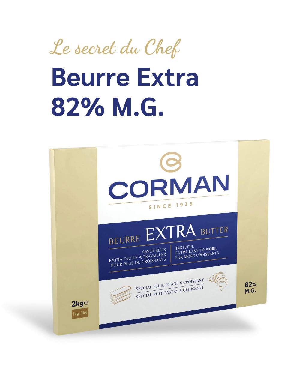 Le secret du chef : le beurre Extra 82% M.G. Corman Professionnel